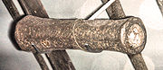 Western European handgun, 1380. 18 cm-long and weighing 1.04 kg, it was fixed to a wooden pole to facilitate manipulation. Musée de l'Armée.