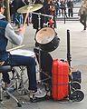 Improvised bass drum in Trafalgar Square, London