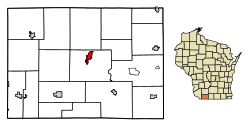 Location of Darlington in Lafayette County, Wisconsin.