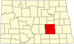 Map of North Dakota highlighting Stutsman County