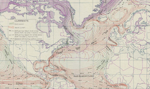Ocean currents in the north Atlantic
