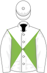 White, light green diabolo, white sleeves and cap
