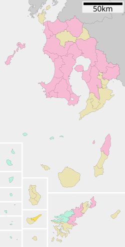 Location of Wadomari in Kagoshima Prefecture