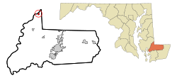 Location of Sharptown, Maryland