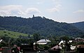 View of the castle hill and Zborov Castle from the village (August 2011)