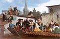拿破仑三世在罗讷河探视灾情画面。威廉·阿道夫·布格罗1856年作品
