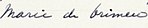 Marie de Brimeu's signature