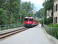 A train heading up the line out of Sand