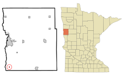 Location of Comstock within Clay County and state of Minnesota