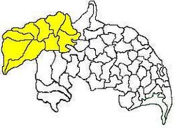 Mandals in Gurazala revenue division (in yellow) of Guntur district