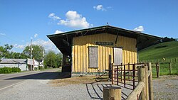 The old Kelso Depot, with Teal Hollow Road on the left