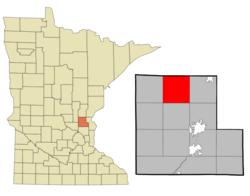 Location of the township of Maple Ridge within Isanti County, Minnesota