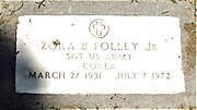 Grave of Zora B. Folley, Jr. (1931 – 1972) - Folley was the last man to face Ali before Ali's three-year exile from boxing in 1967.