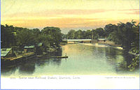 The river just south of the railroad bridge in the South End of Stamford, about 1905