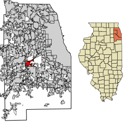 Location of Lemont in DuPage County, Illinois.