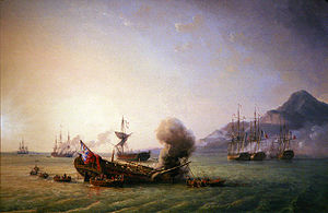 Combat de Grand Port, by Pierre-Julien Gilbert（英语：Pierre-Julien Gilbert）, 巴黎国立海洋博物馆