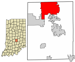 Location of Greenwood in Johnson County, Indiana