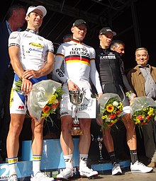 The final podium: Tom Van Asbroeck, André Greipel and Danny van Poppel