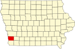 State map highlighting Mills County