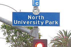 North University Park neighborhood sign located at the intersection of Vermont Avenue and Adams Boulevard