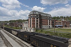 Grafton CSX yard, with the city's downtown in the background