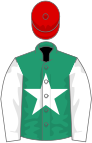 Emerald green, White star and sleeves, Red cap