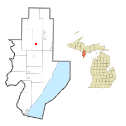 Location within Menominee County and the state of Michigan