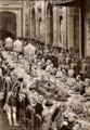 (Left side of the table): Facing the butler is Kaiser Wilhelm II and then, to his right, Queen Mary of the United Kingdon, the Duke of Cumberland (Groom's father) and Crown Princess Cecillie. To the Kaiser's left is Crown Prince Wilhelm and then the Grand Duchess of Hesse. (Right side of the table): From right to left, Princess Eitel-Friedrich (Kaiser's daughter-in-law), King George V of the United Kingdom, Kaiserin (Empress) Augusta Victoria, the groom Prince Ernest Augustus of Cumberland, the bride Princess Victoria Louise of Prussia, Tsar Nicholas II of Russia, the Dowager Grand Duchess of Baden, and Prince Waldemar of Denmark.