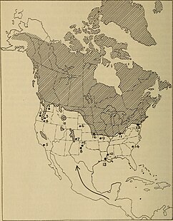 An illustration of an ice sheet covering most of Canada and northern United States