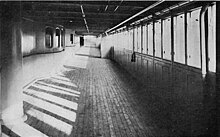 The promenade deck of USS George Washington was completely enclosed in glass by the Morse company for Wilson's 1919 voyage to the Paris Peace Conference.