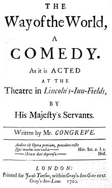 A black and white facsimile of the front cover of the original 1700 edition of the play