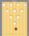 20190510 Duckpin ball and pins on lane.png