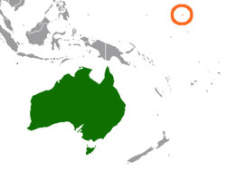 Map indicating locations of Australia and Marshall Islands