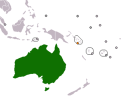 Map indicating locations of Australia and Solomon Islands