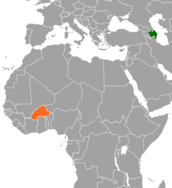 Map indicating locations of Azerbaijan and Burkina Faso