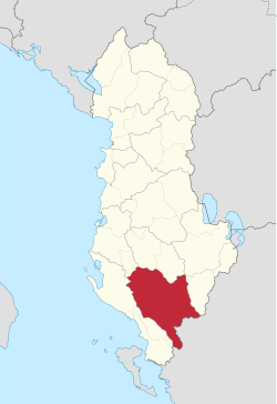 吉诺卡斯特州在阿尔巴尼亚位置.