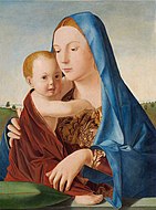 安托内罗·达·梅西那的《圣母及圣子（意大利语：Madonna Benson）》，58.9 × 43.7cm，约作于1475年，来自安德鲁·威廉·梅隆的收藏。[12]