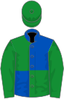 Green and blue (quartered), green sleeves and cap