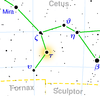 Location of Tau Ceti in the constellation Cetus.