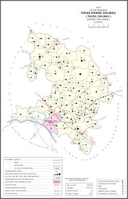 Map showing Aftabnagar (#969) in Dalmau CD block