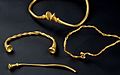 The four Leekfrith torcs, dating from c. 400–250 BC, which are the oldest gold torcs found in Great Britain
