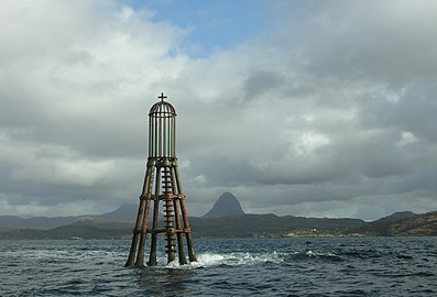 Navigation beacon far out on Loch Inver