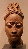Ife, memorial head of a king or notable with tribal marking/scarification above eyes, terracotta, 12th-15th century