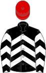 Black and white chevrons, red cap