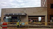 The preserved facade of the Ann Arbor Bus Depot on July 26, 2014