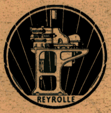 Scan of and early Reyrolle logo showing and early open frame switchgear design