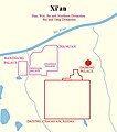 Original location of the tomb of Xi Jun/Wirkak (red dot) in Xi'an.[21]