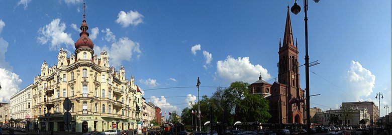 Panorama-Tenement from Gdańska street and Plac Wolności