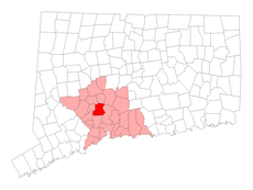 Bethany's location within New Haven County and Connecticut