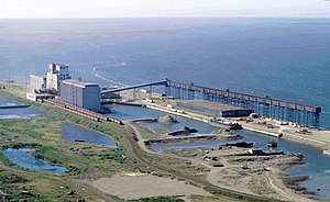 Grain unloading at Churchill Seaport